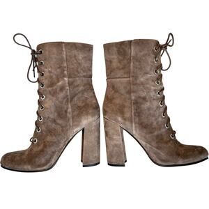 Vince Camuto Gray Suede Leather Boots Women's 10 Witchy Steampunk Goth Victorian